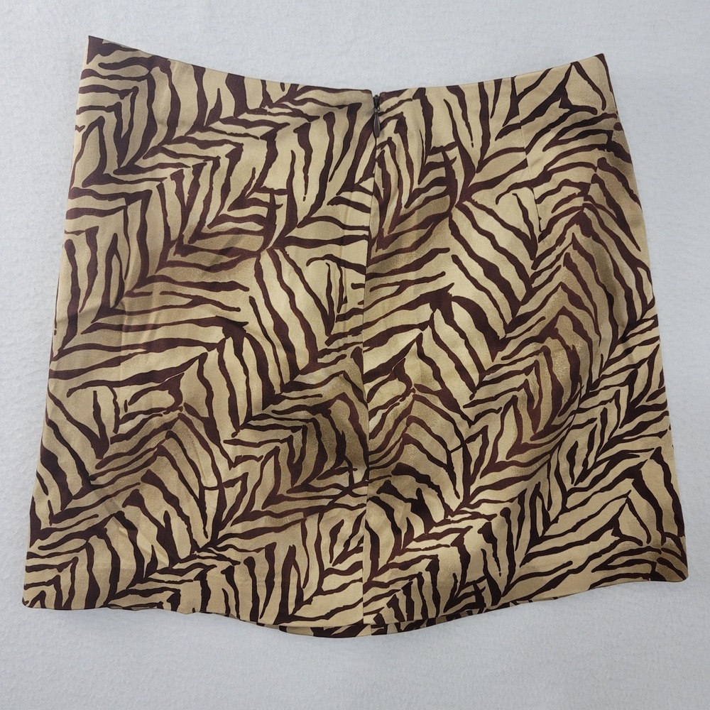 VTG Express Mini Skirt Brown Beige Animal Zebra Print Womens Sz 1/2 90s Y2K NWT